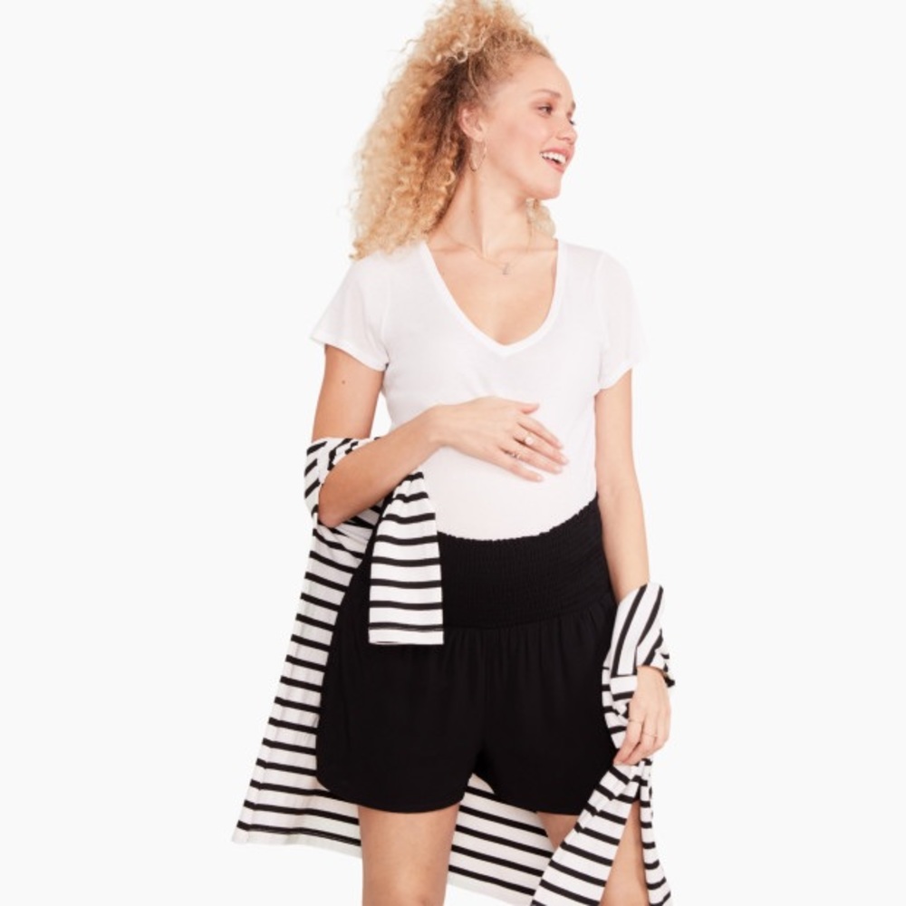 NWT Hatch Maternity Easy Smocked Black Short in Size 2